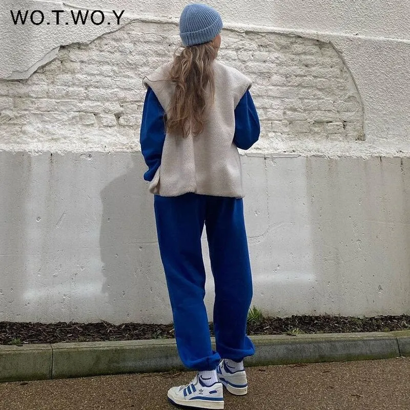 Joskaa Christmas Gift WOTWOY Autumn Winter Lamb Wool Vests Coat Women Thicken Warm Waistcoat Female Outwear Sleeveless Jackets White Chic Tops 2024