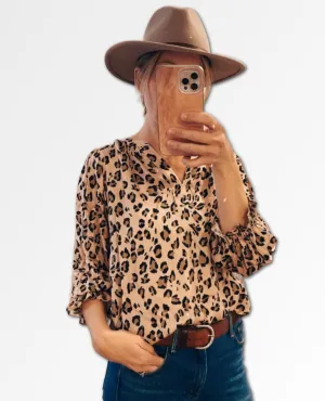 Kacey Cheetah Blush Blouse