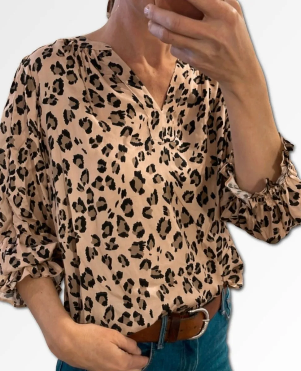 Kacey Cheetah Blush Blouse
