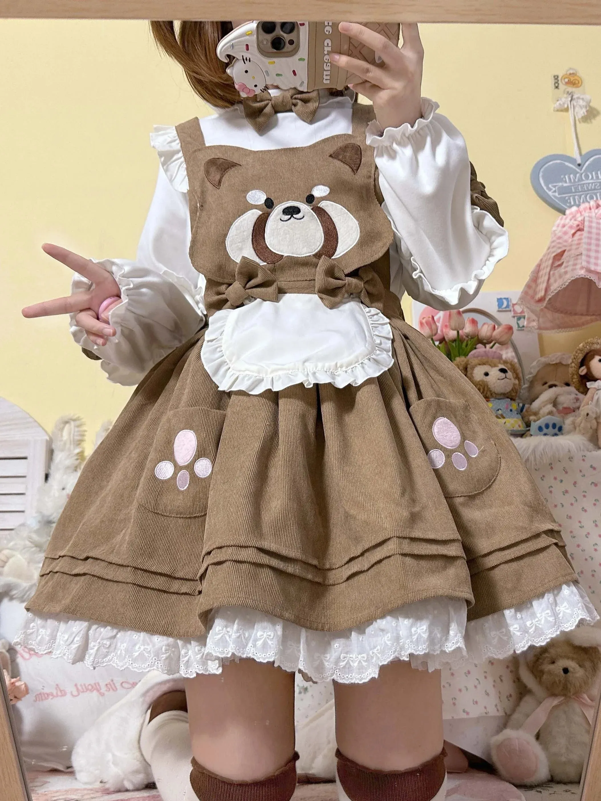 Kitsune Corudroy Suspender Dress