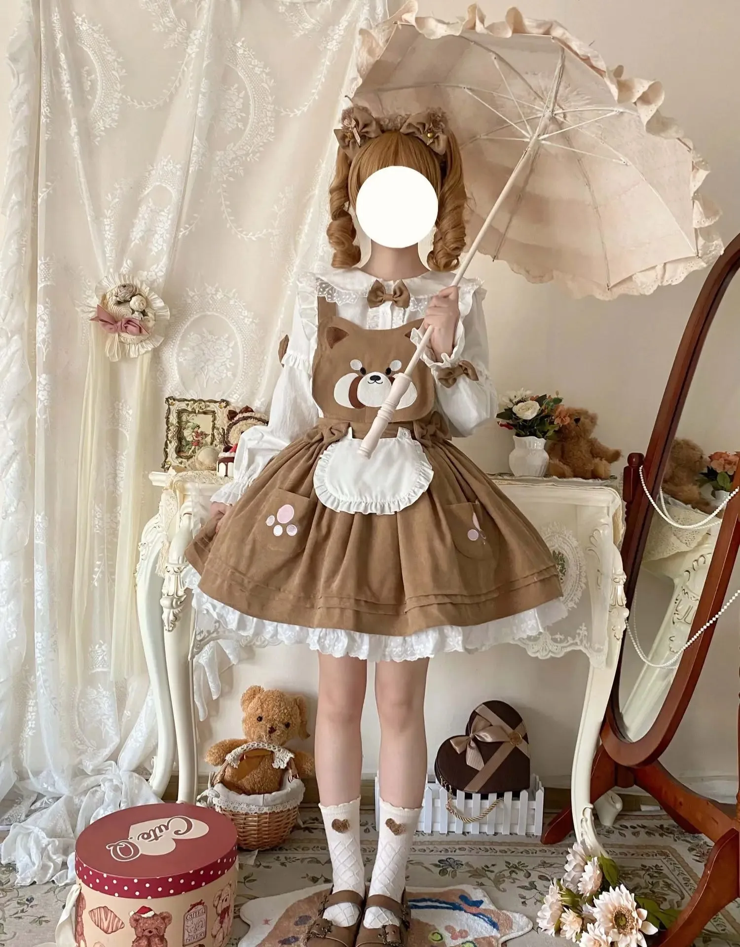 Kitsune Corudroy Suspender Dress