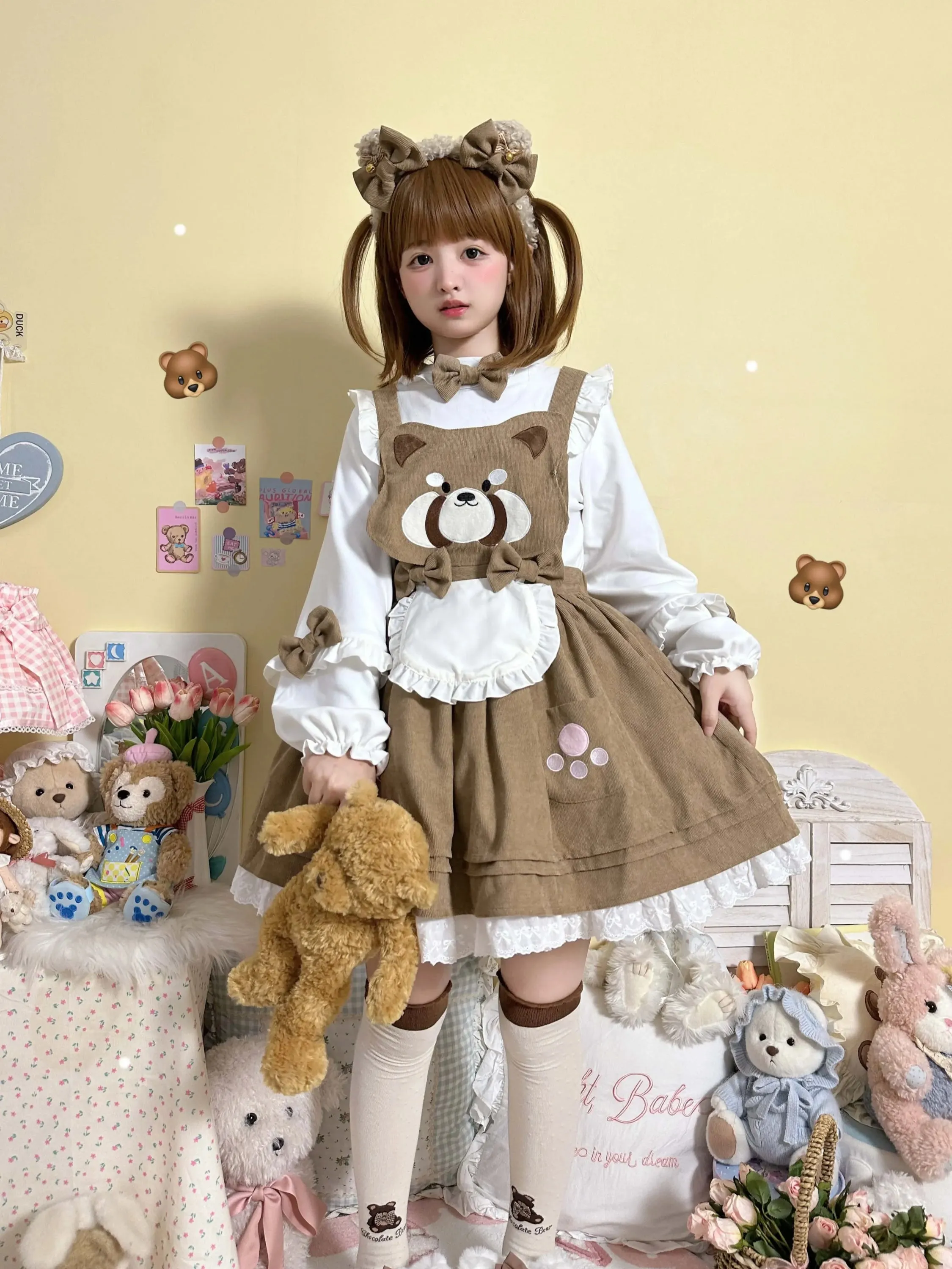 Kitsune Corudroy Suspender Dress