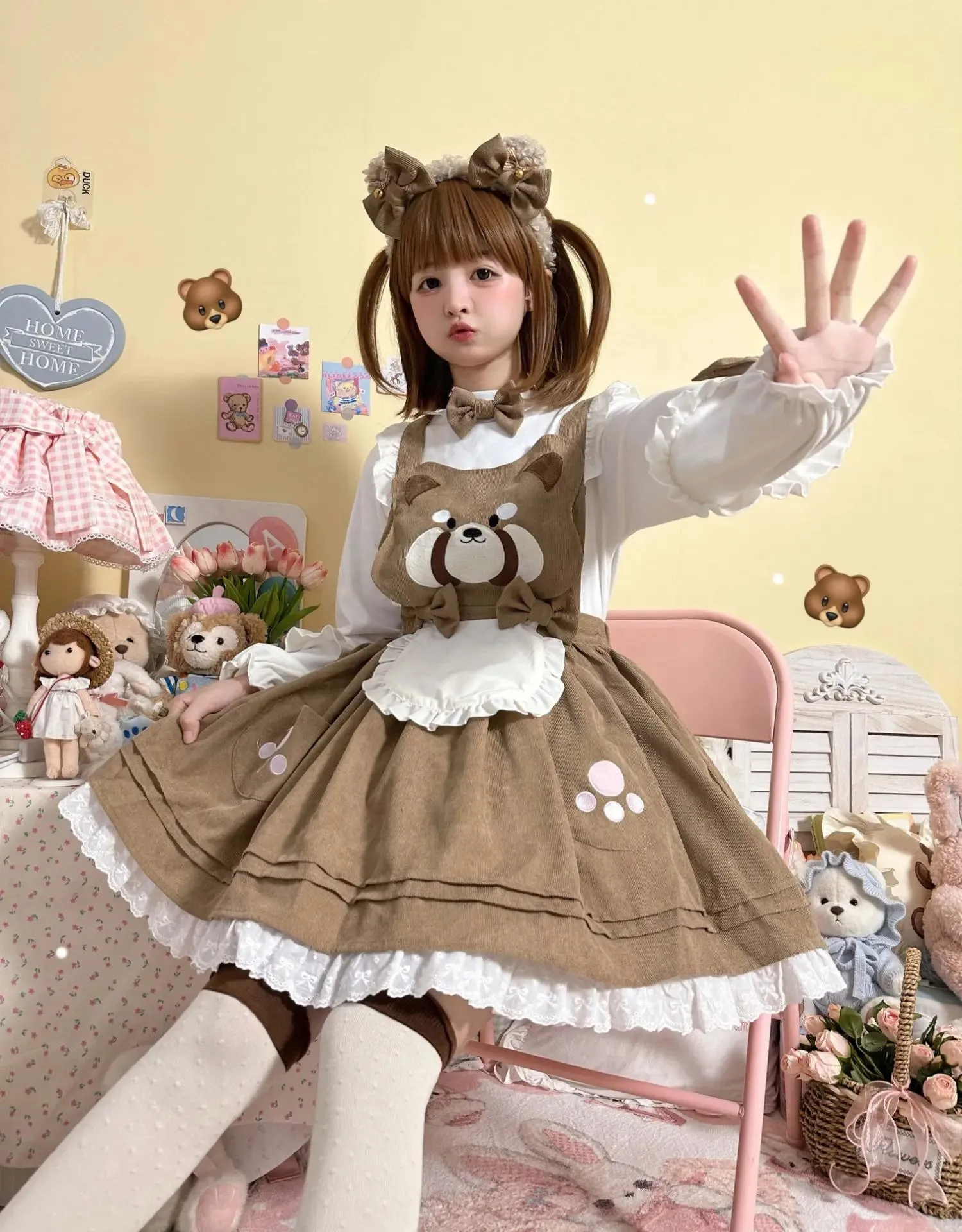 Kitsune Corudroy Suspender Dress