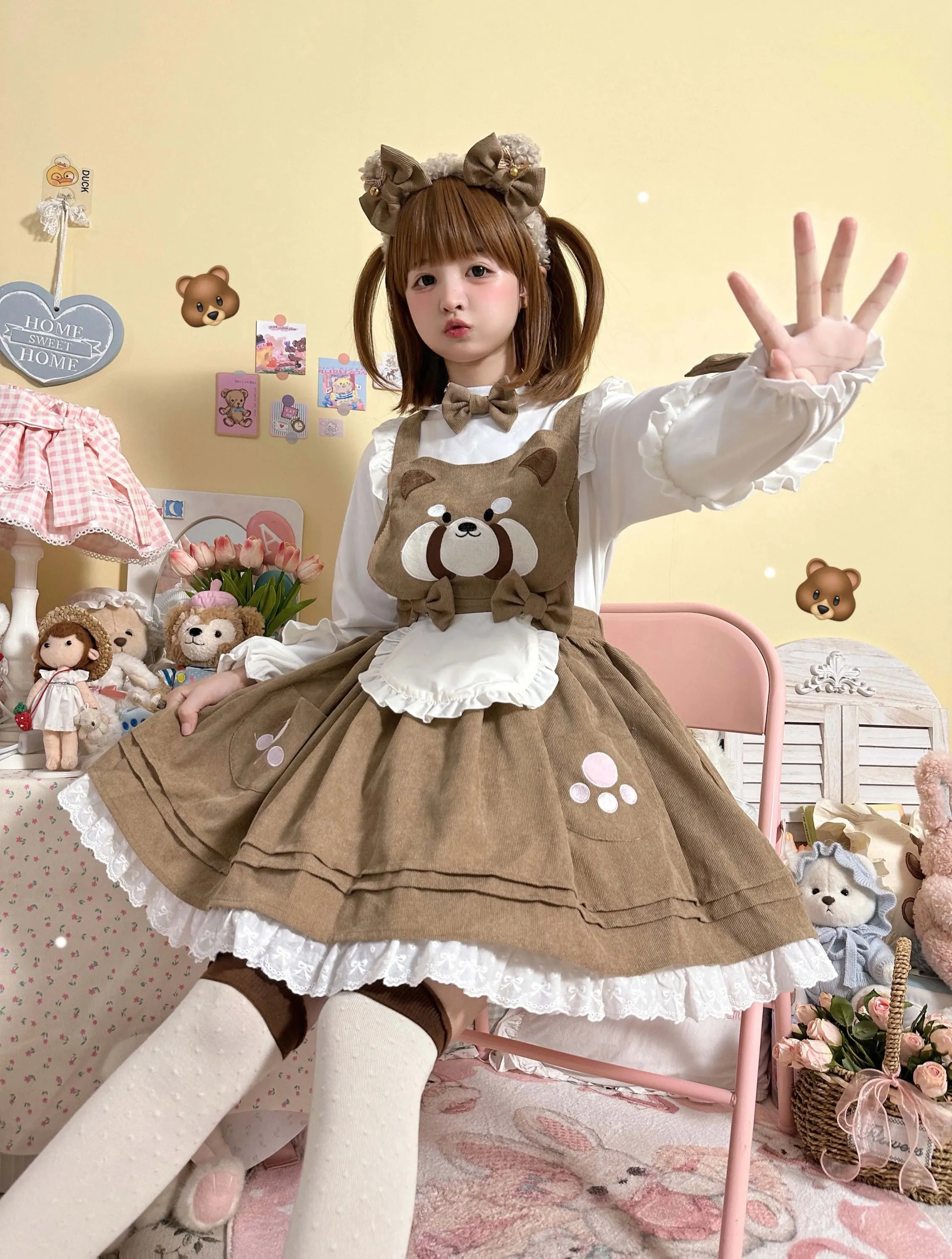 Kitsune Corudroy Suspender Dress