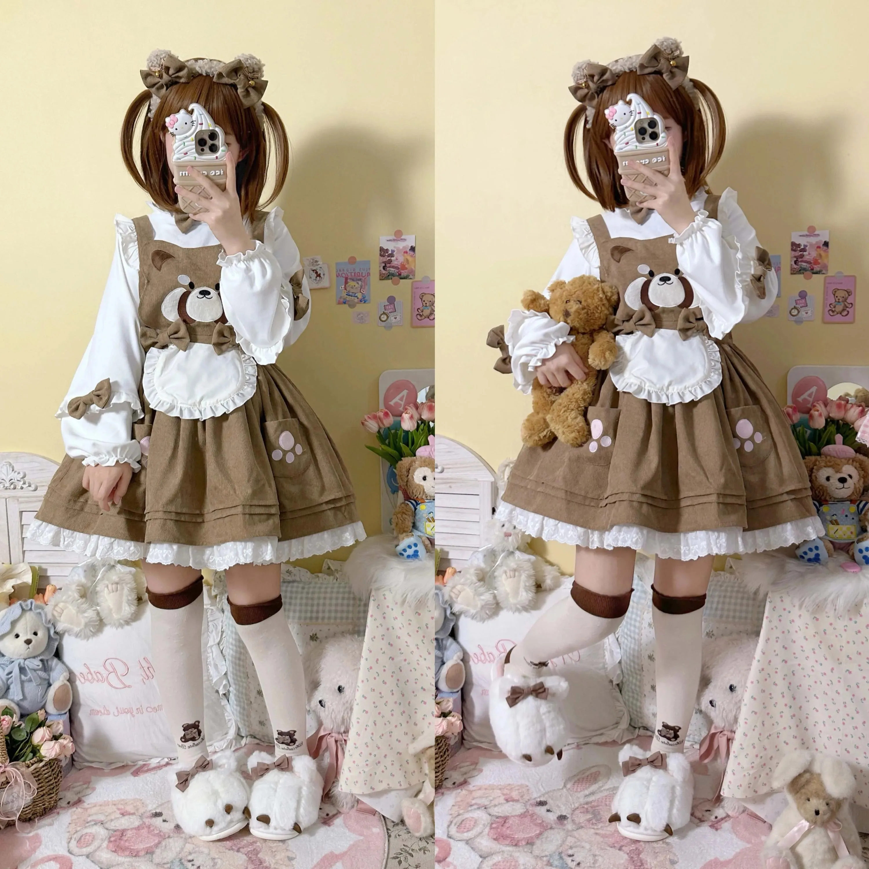 Kitsune Corudroy Suspender Dress