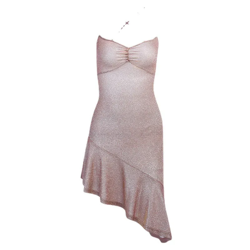 Knitted Glittery Sexy Backless Cami Dress