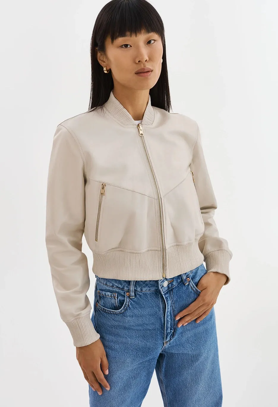 Kordella Reversible Leather Bomber Jacket
