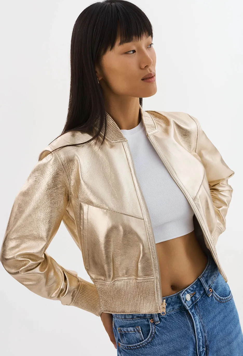 Kordella Reversible Leather Bomber Jacket