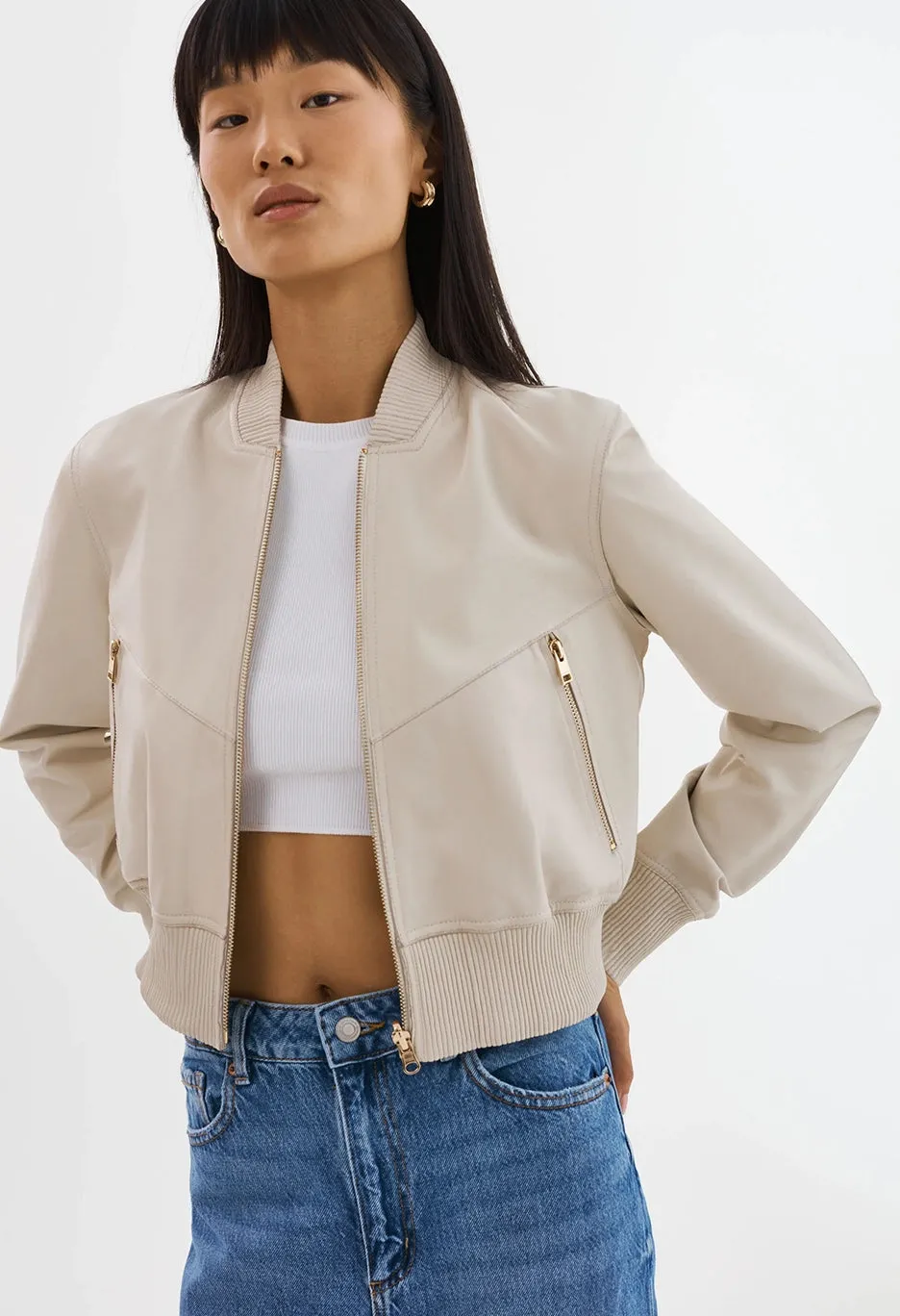Kordella Reversible Leather Bomber Jacket