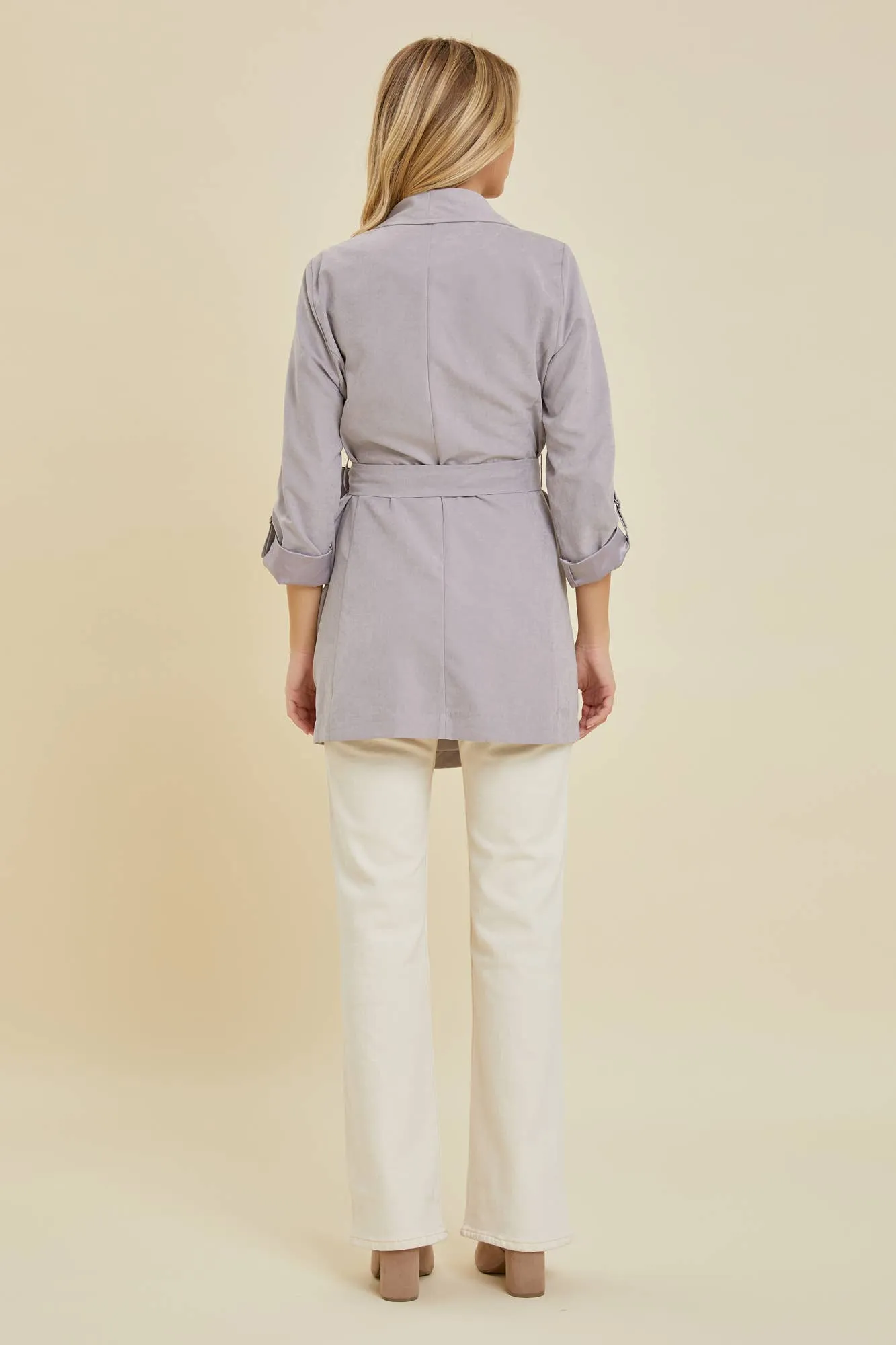 Lighten Up Honey Drape Collar Peachskin Jacket