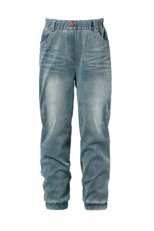 Little Girl's Washed Denim Jean Joggers
