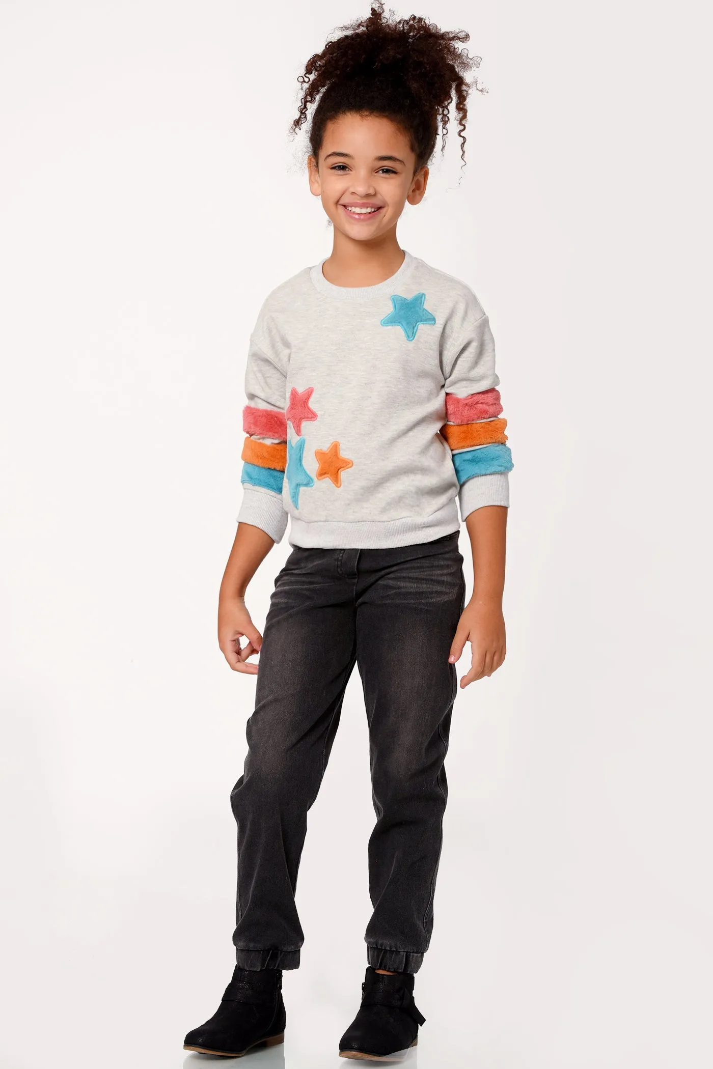 Little Girl's Washed Denim Jean Joggers
