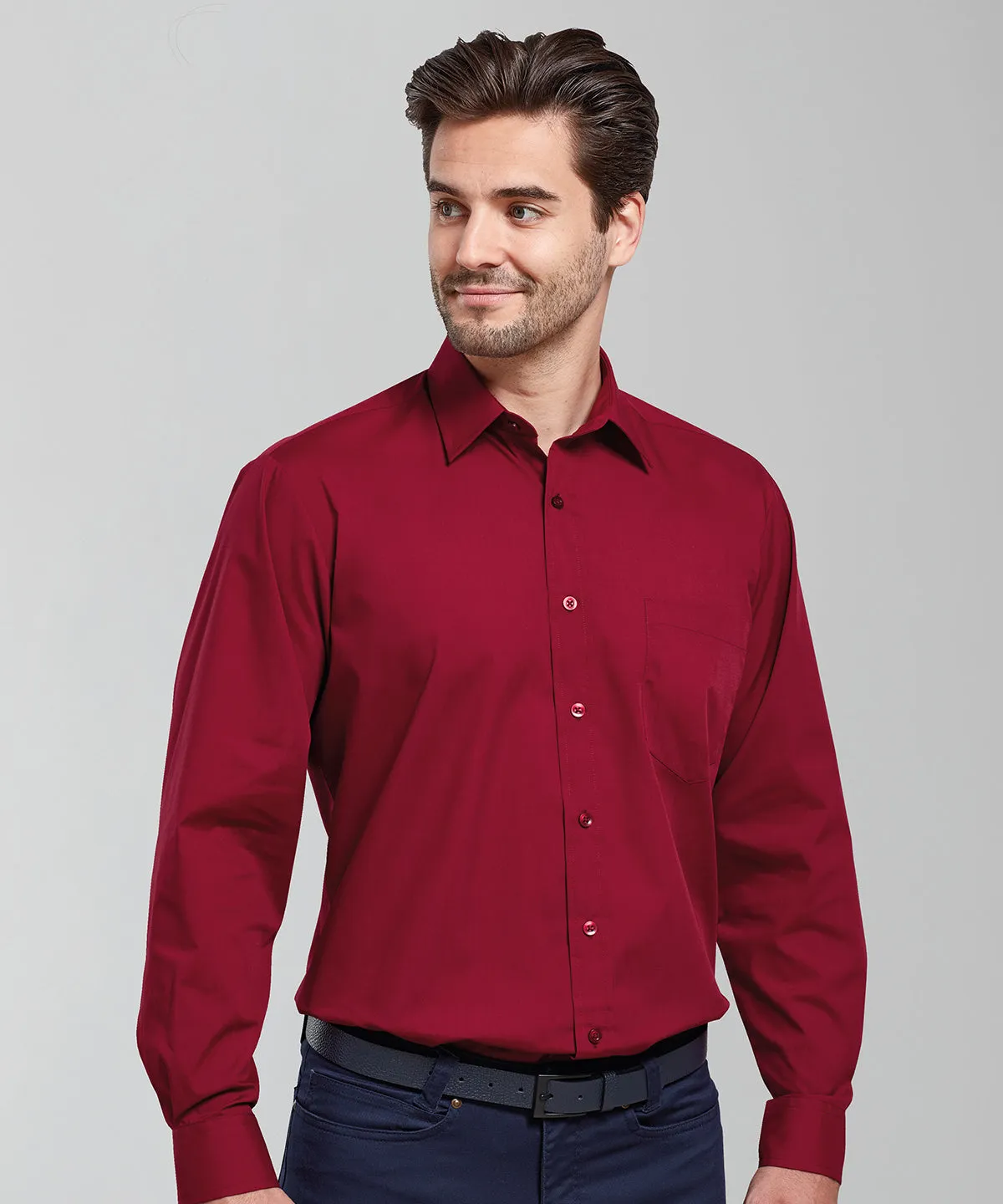 Long sleeve poplin shirt | Black*