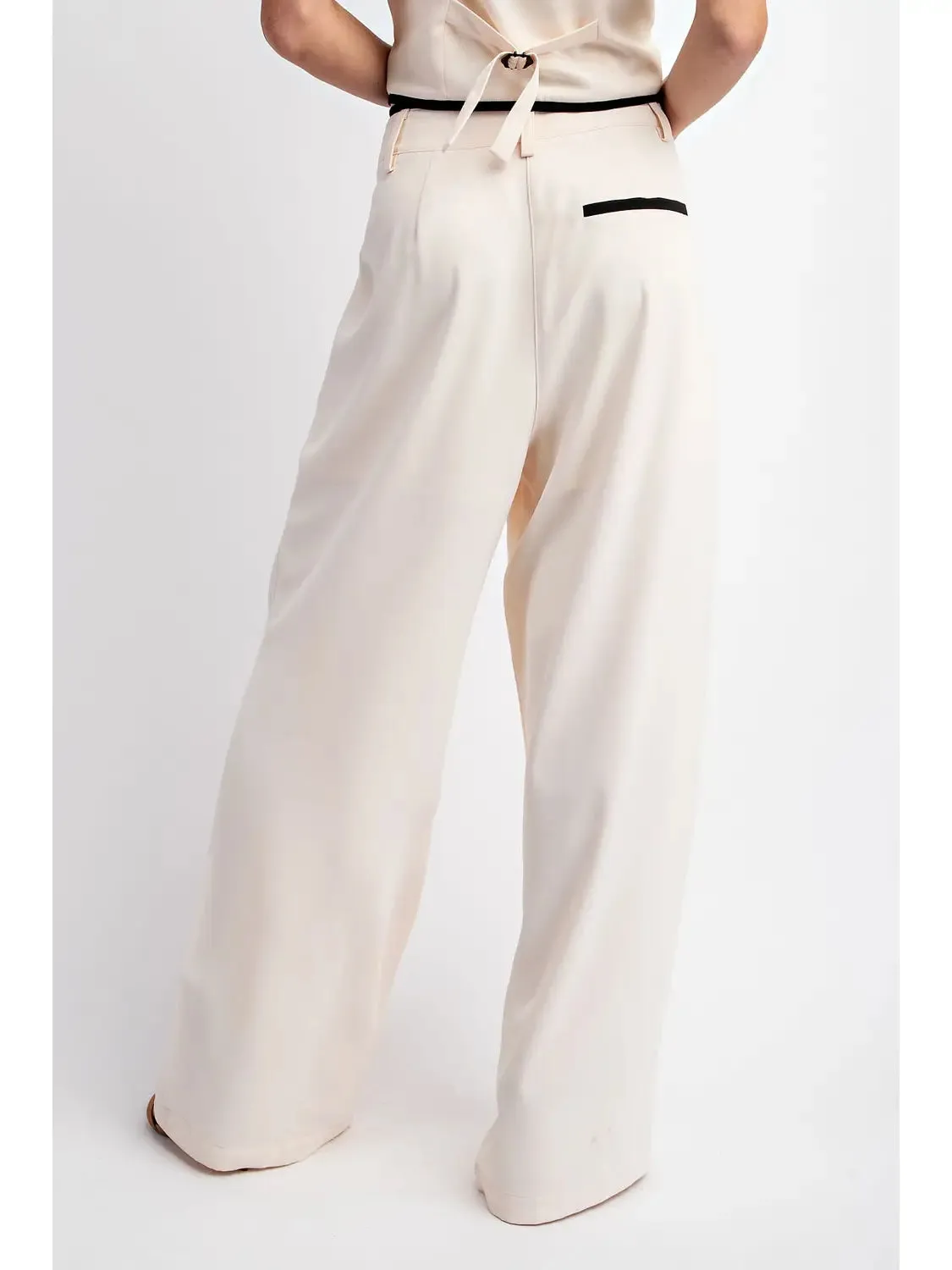 Long Woven Pants With Contrast Edge