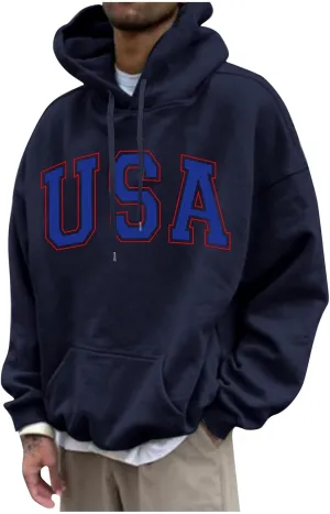 Mens Pullover Plus Size Long Sleeve Casual Loose Crewneck Hoodies