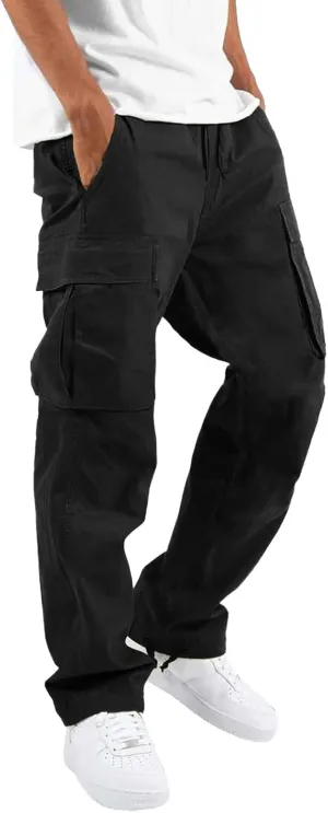 Mens Tactical Pants Cargo Sweatpants Heavyweight Baggy Pants with Pockets Joggers Pant Athletic Trousers