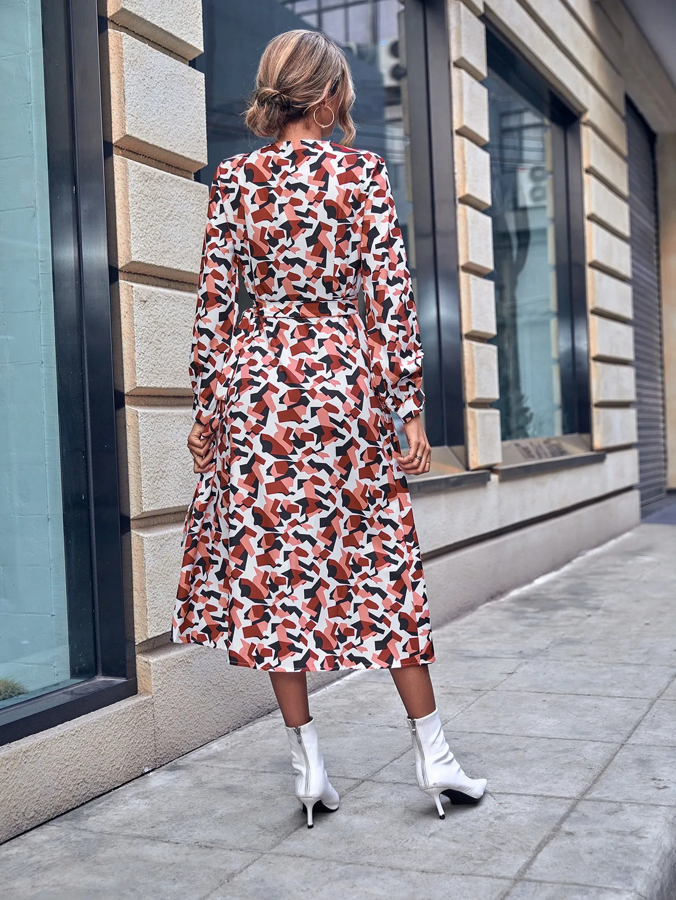 New Fashion Floral Print Wrap Dress
