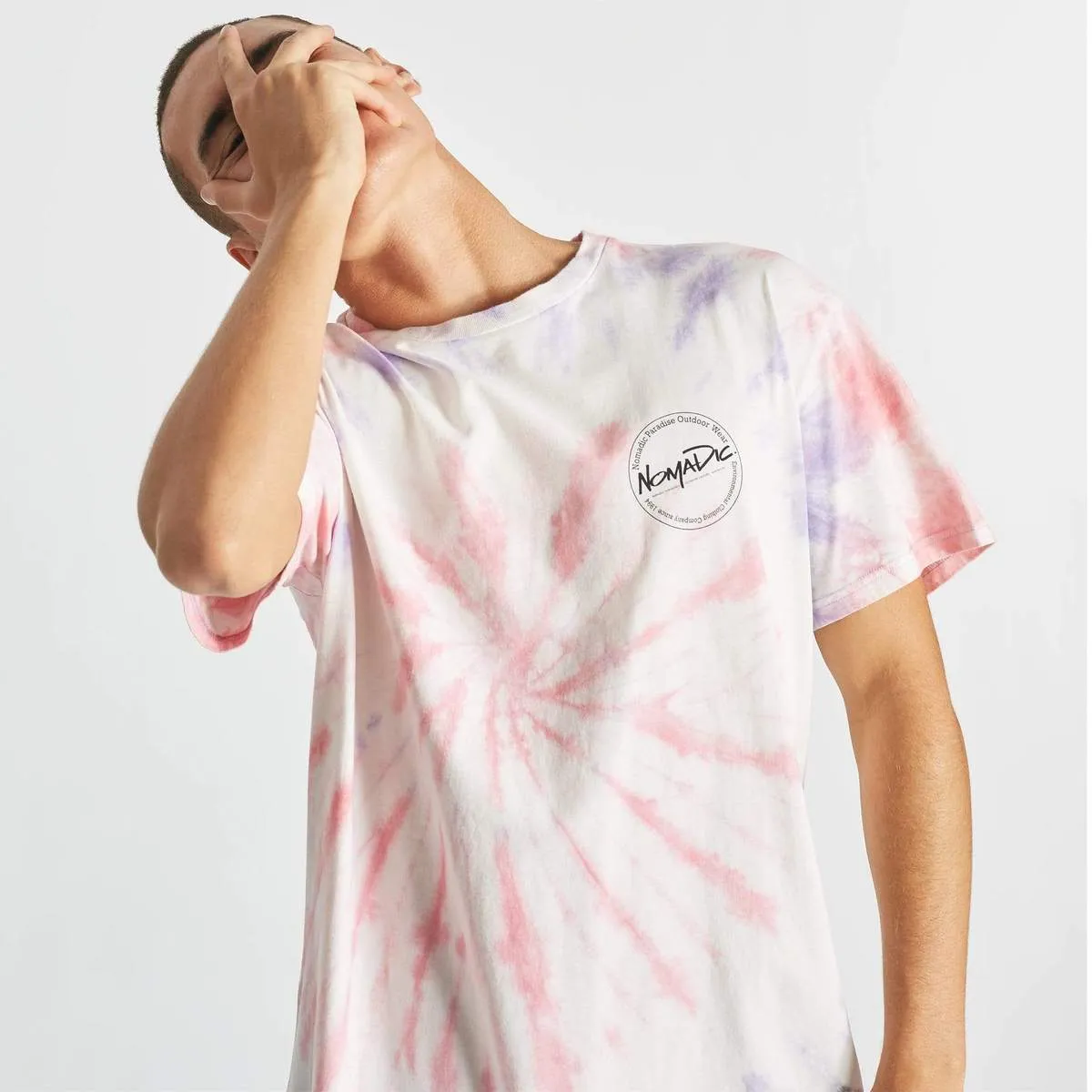 NOMADIC PARADISE Mens Hazy Relaxed Tee - Tie Dye Pastel