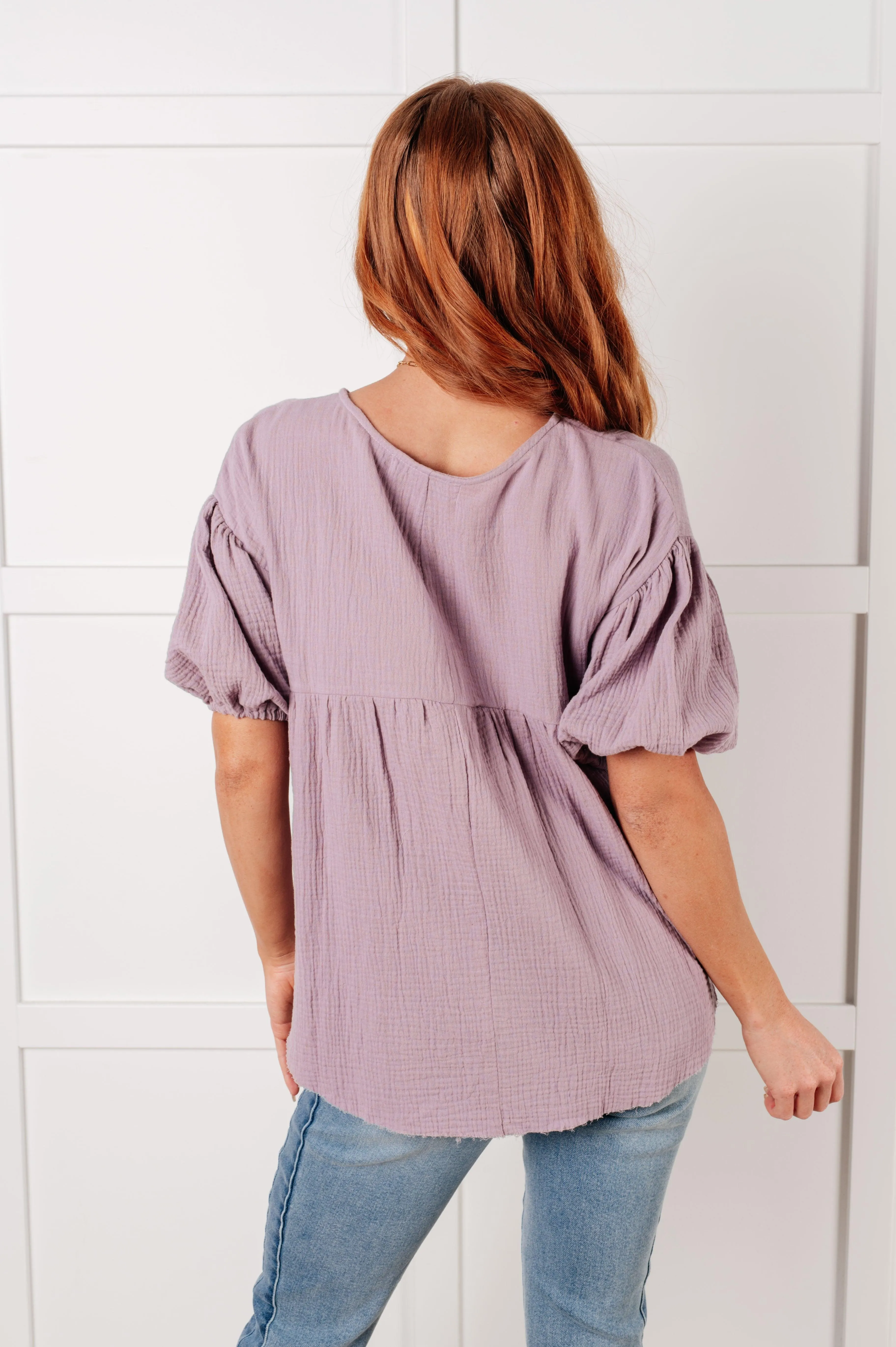 One Eleven North Pleasantly Perfect Bubble Sleeve Peasant Blouse