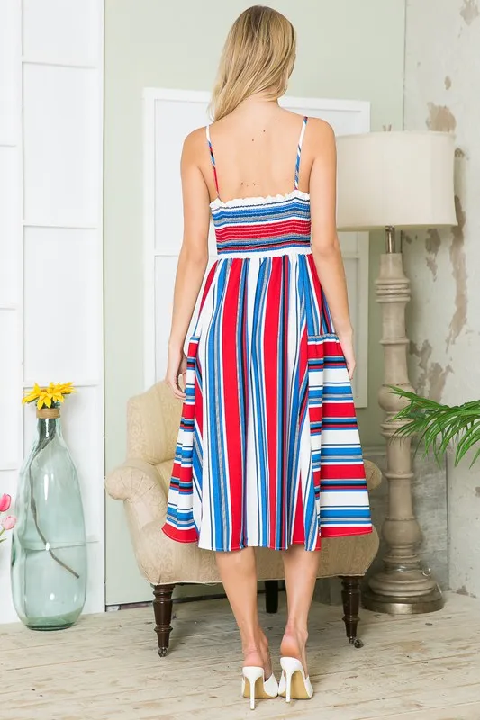 Orange Farm Cut Out Stripe Dress with Pockets