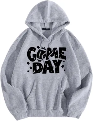 Oversized Hoodies for Women Letter Print Baggy Long Sleeve Stylish Perfect Tops Crew Neck Casual Pullover Sweatshirt