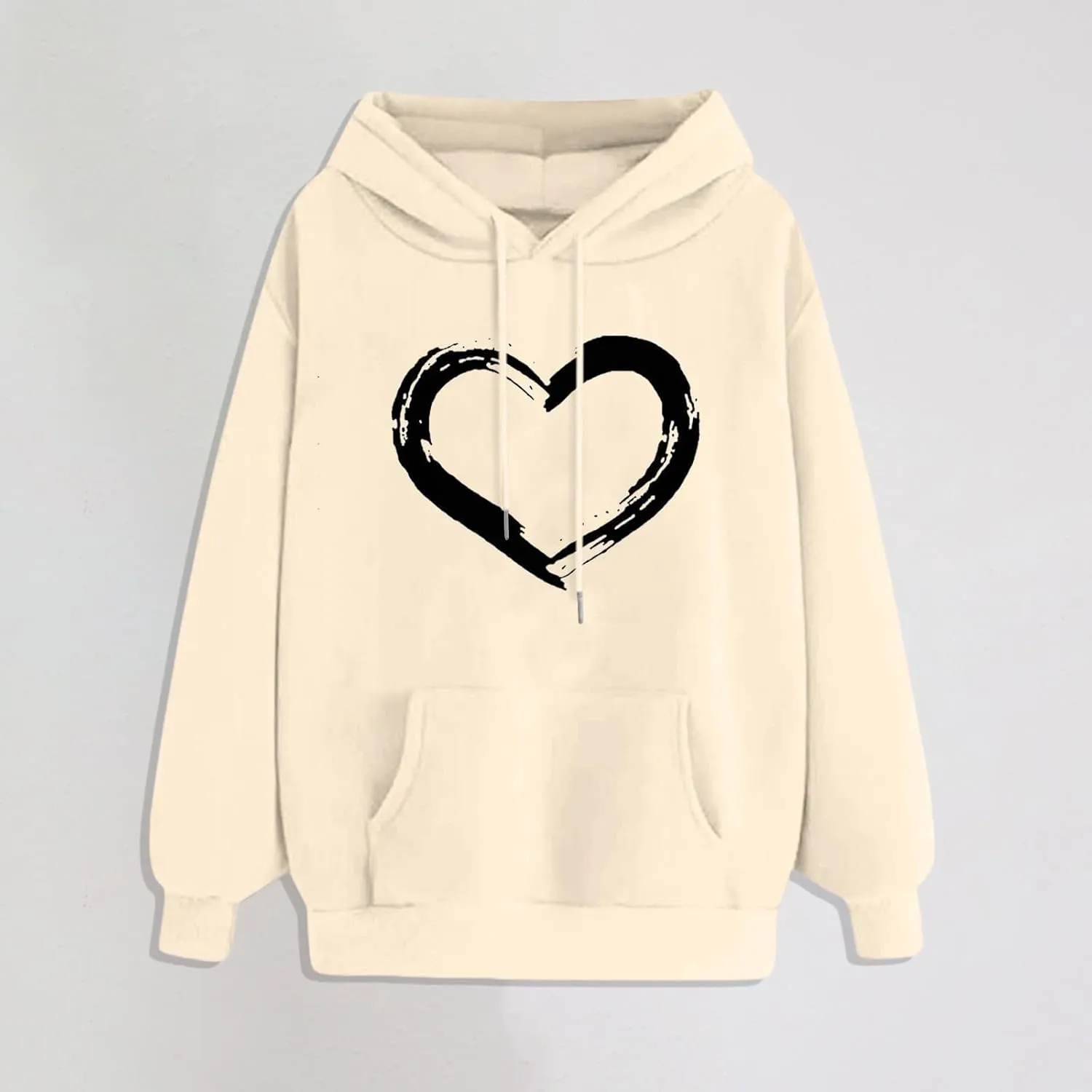 Oversized Hoodies for Women Plus Size Heart Graphic Sweatshirts Long Sleeve Shirts Hooded Top Streetwear with Pocket