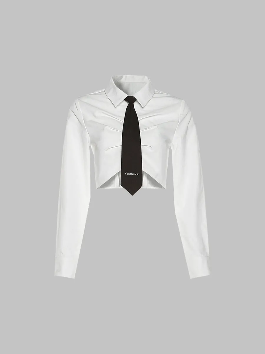 Pleated Love Button Tie Long Sleeve Shirt Top