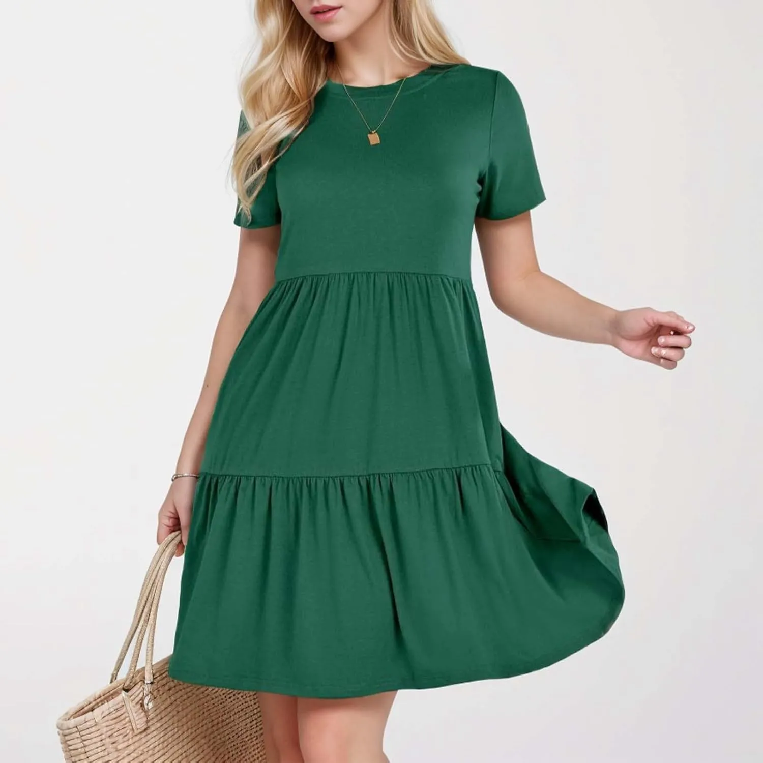 Plus Size Beach Dresses For Women Sundress Floral Boho 2025 V Neck Ruffle Short Sleeve A Line Tiered Flowy Dresses