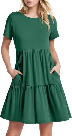 Plus Size Beach Dresses For Women Sundress Floral Boho 2025 V Neck Ruffle Short Sleeve A Line Tiered Flowy Dresses