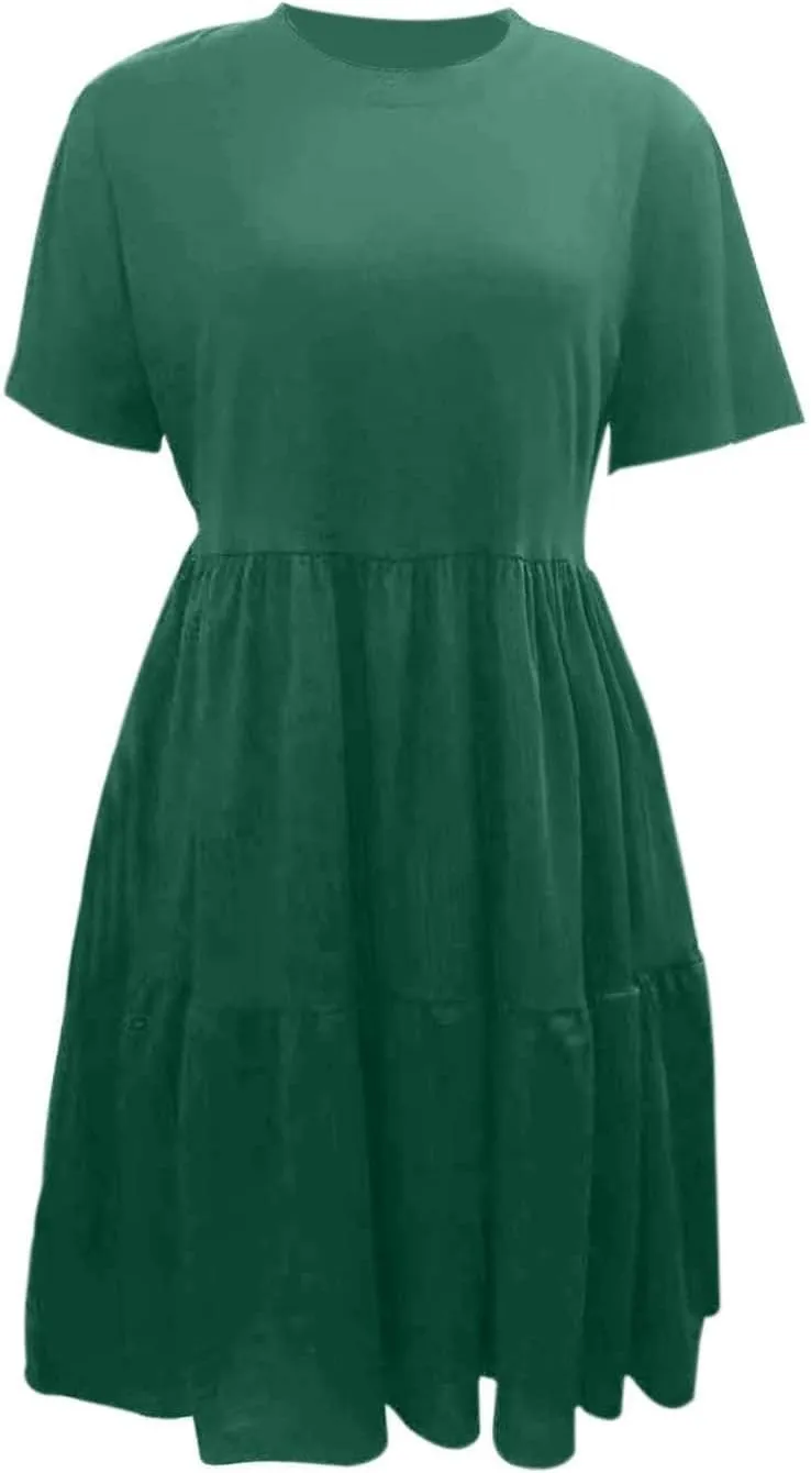 Plus Size Beach Dresses For Women Sundress Floral Boho 2025 V Neck Ruffle Short Sleeve A Line Tiered Flowy Dresses