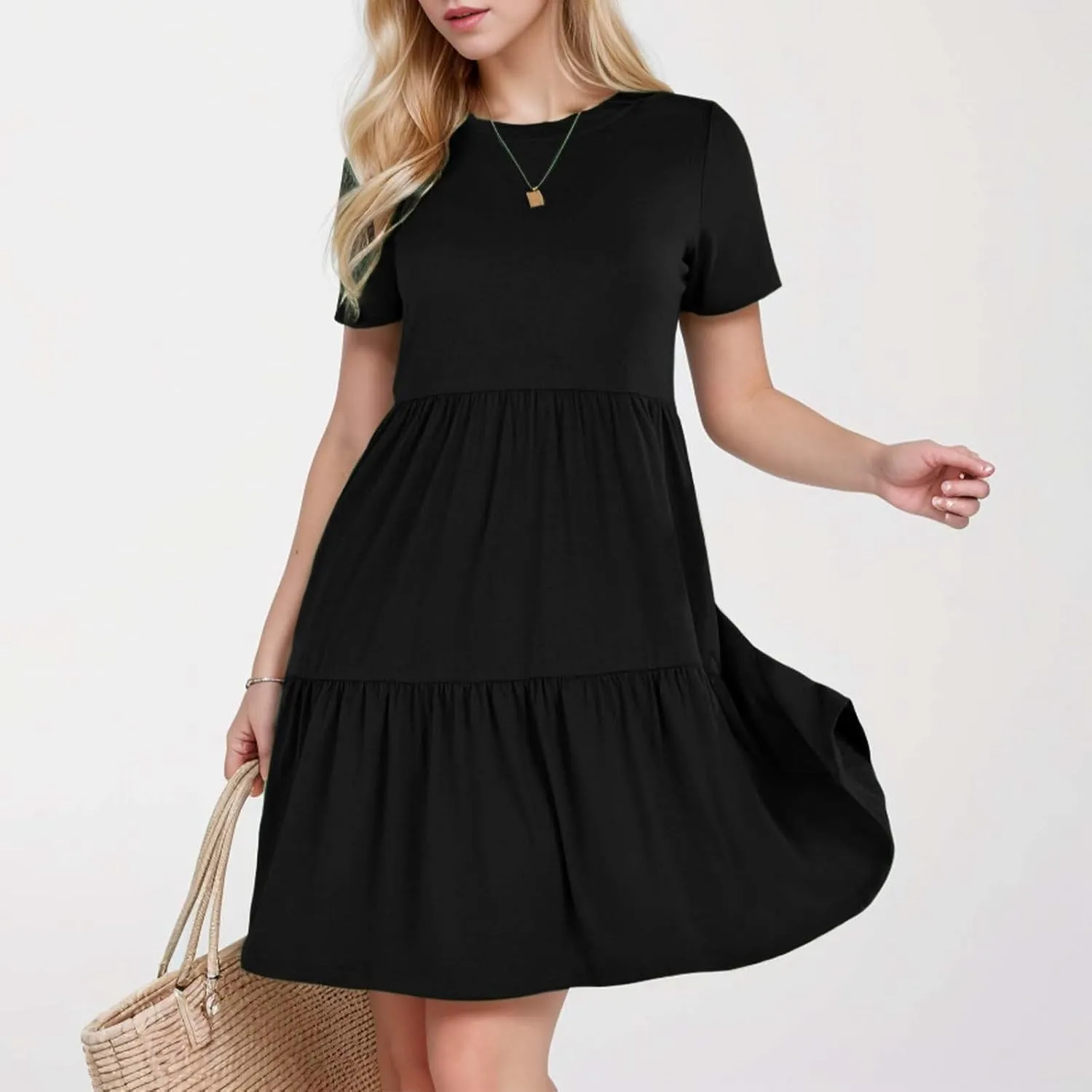 Plus Size Beach Dresses For Women Sundress Floral Boho 2025 V Neck Ruffle Short Sleeve A Line Tiered Flowy Dresses