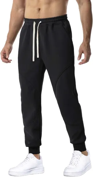QWENTMTNTY Mens Slim Fit Joggers Sweatpants Athletic Workout Gym Pants Patchwork Big and Tall Comfy Cotton Sweat Pants