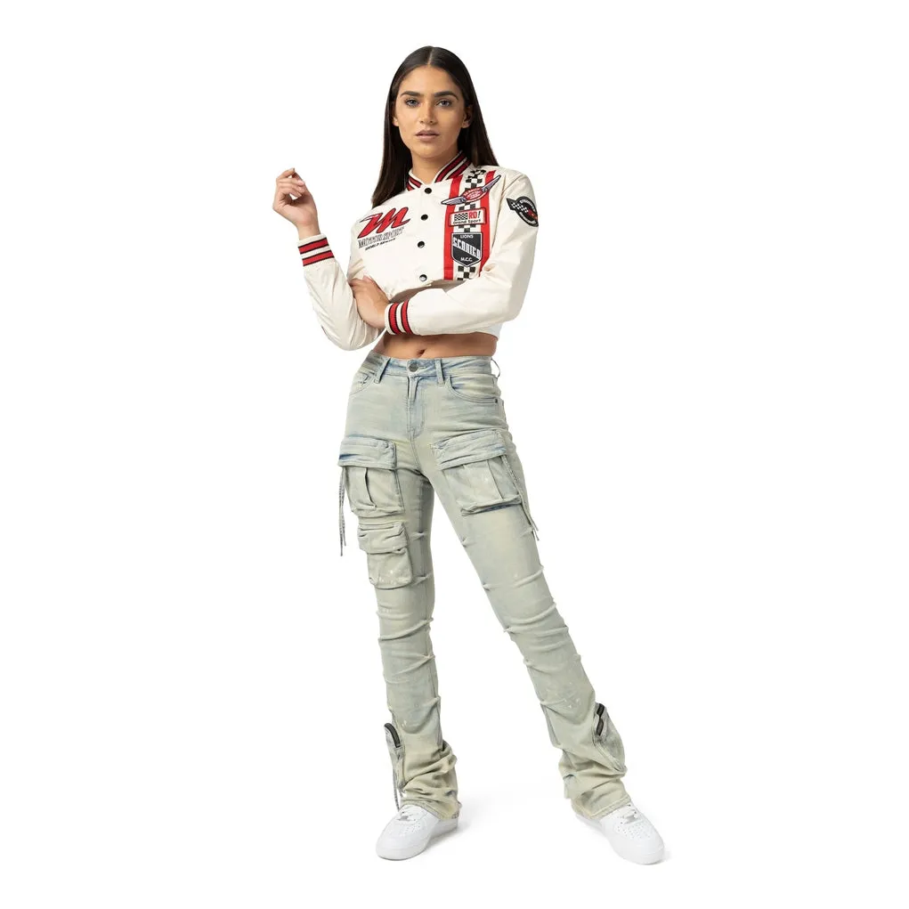 Racing Cropped Jacket - Oatmeal