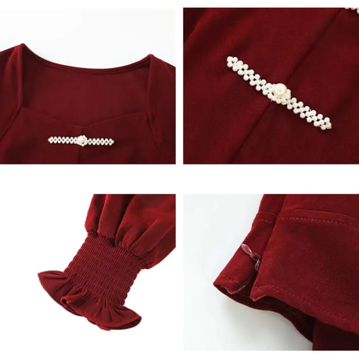 Red Vintage Crane Sweater Hoodie Dragon Pattern Split Pants