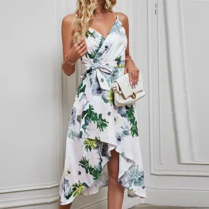 Sexy Deep V-neck Printed Dress
