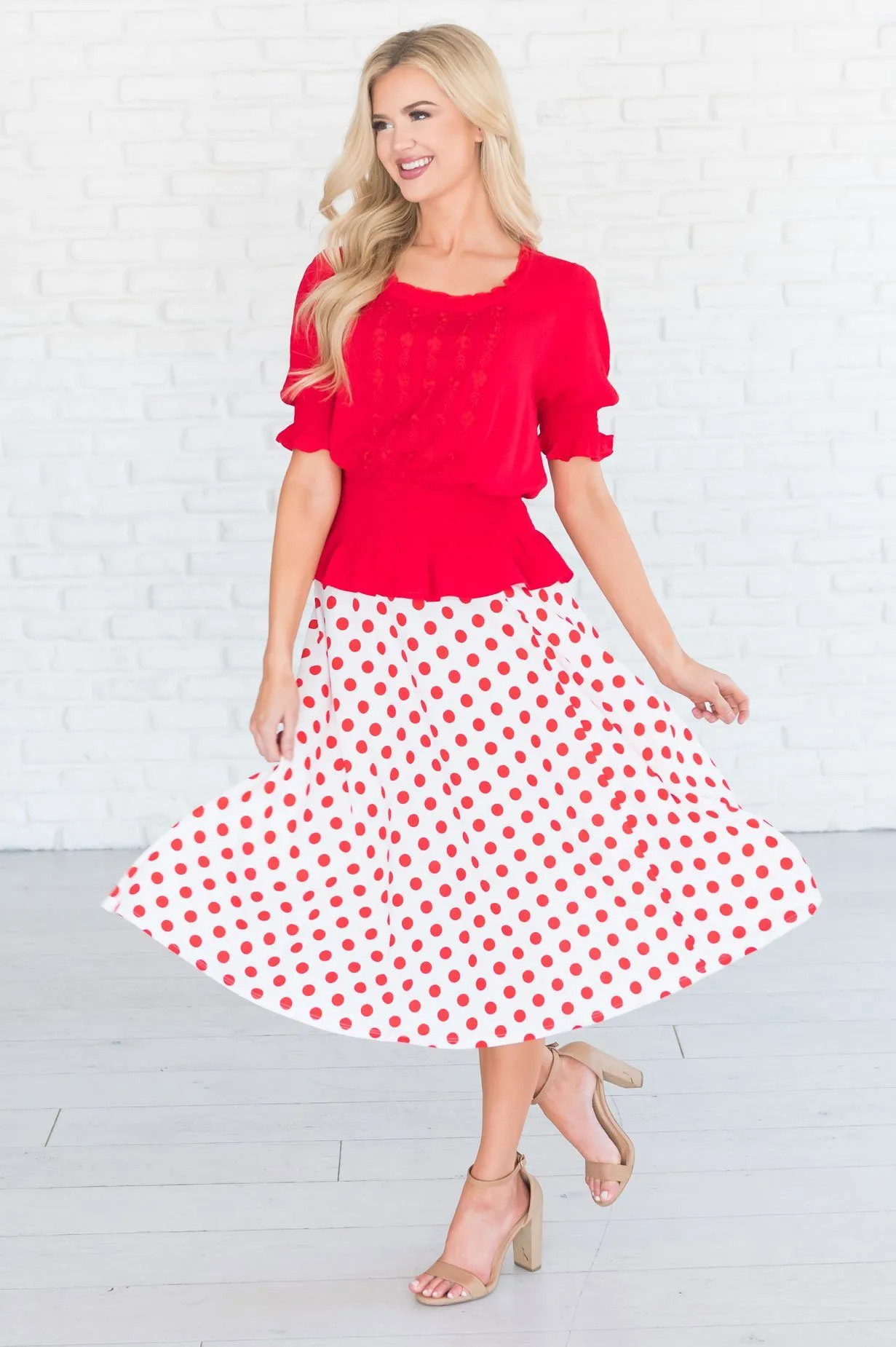 Shade of Happiness Smocked Modest Blouse