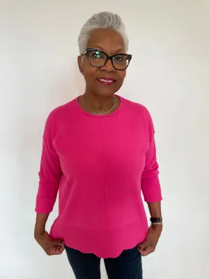 Shaina Center Seam Sweater - Pink Palm
