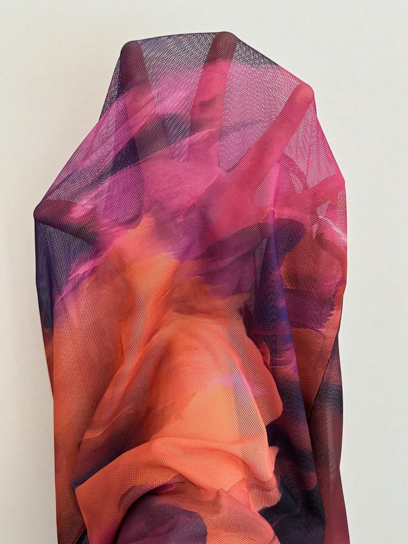 SHEIN BAE Tie Dye Mock Neck Mesh Top