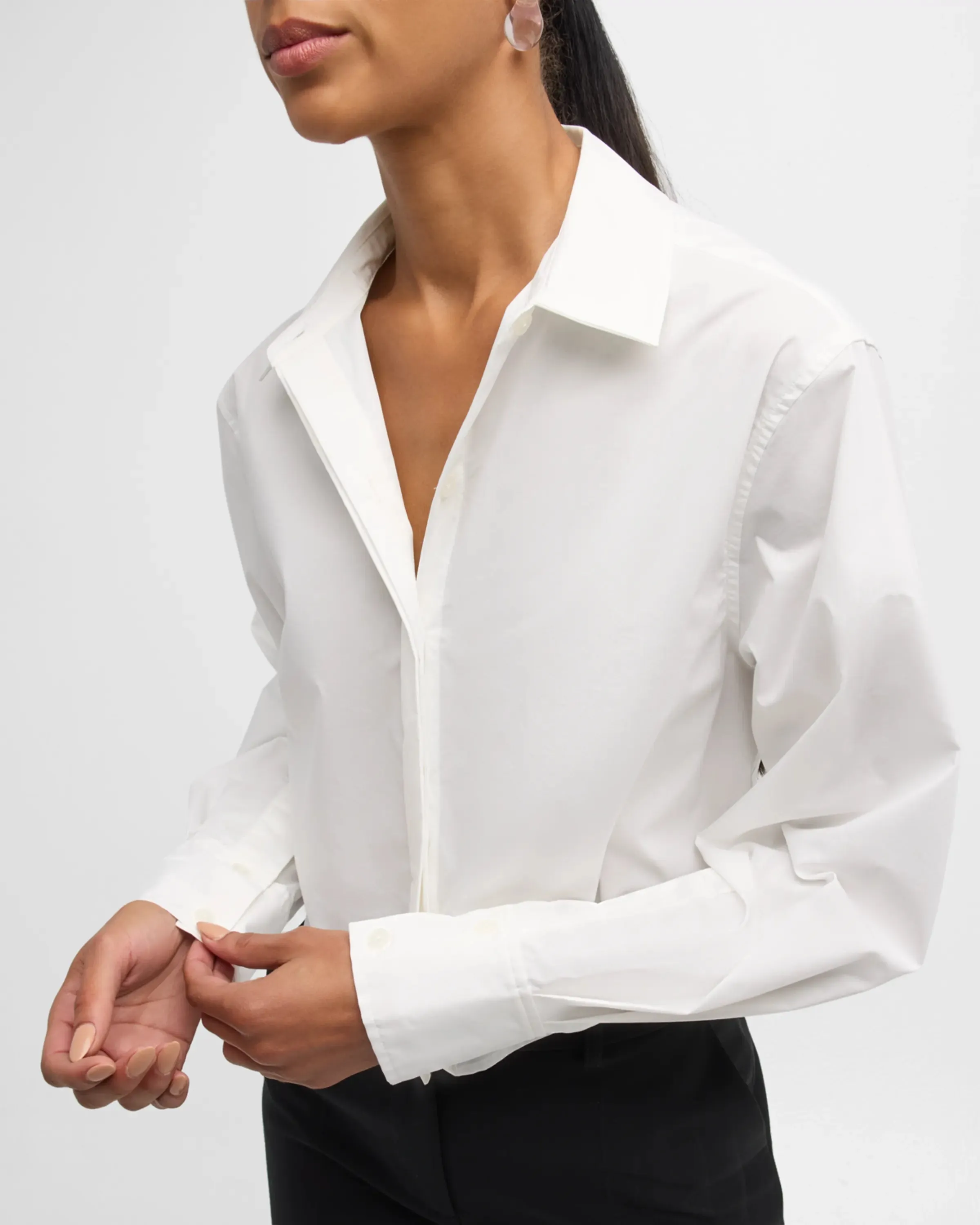 SIMKHAI RENATA CROPPED BUTTON DOWN SHIRT