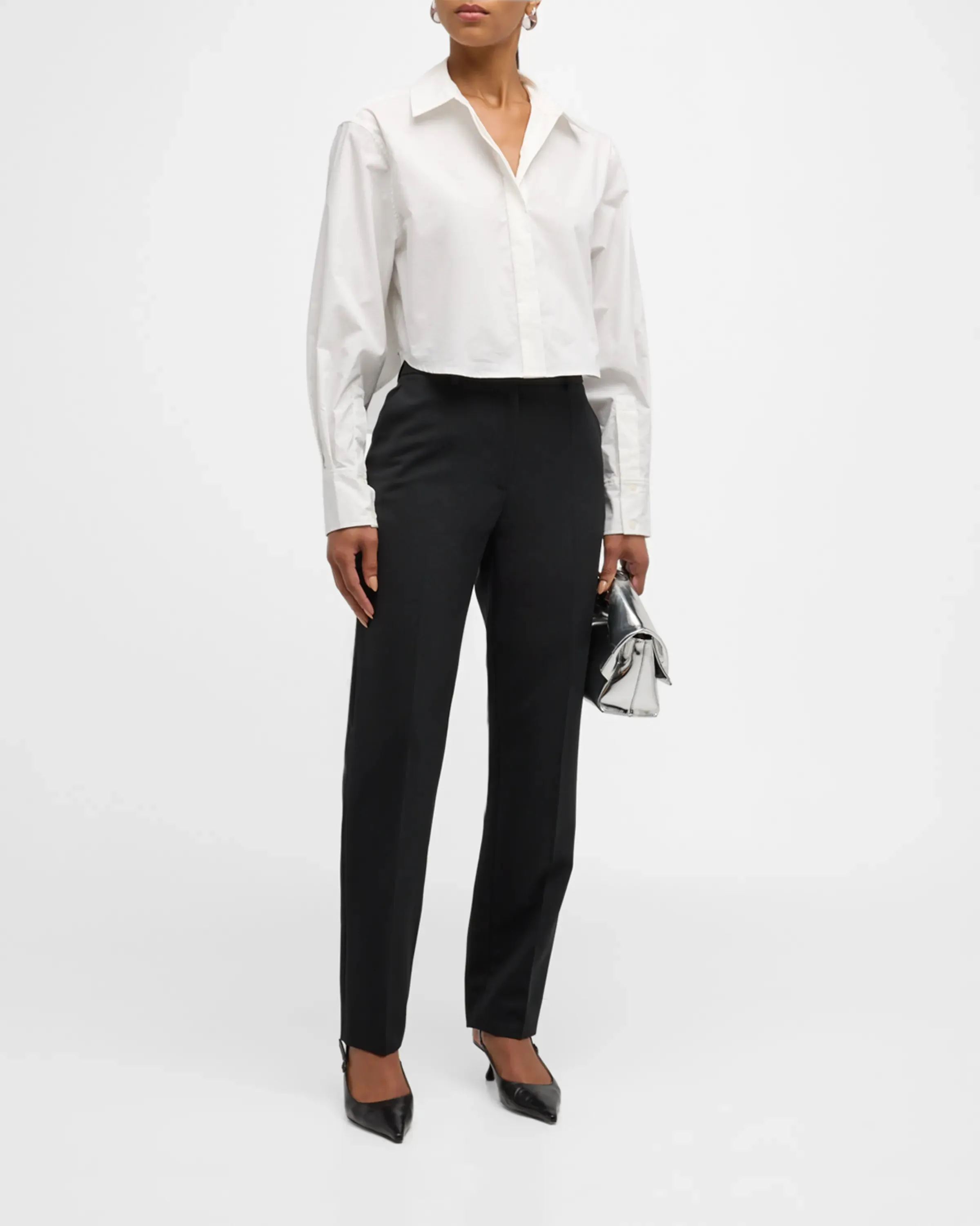 SIMKHAI RENATA CROPPED BUTTON DOWN SHIRT