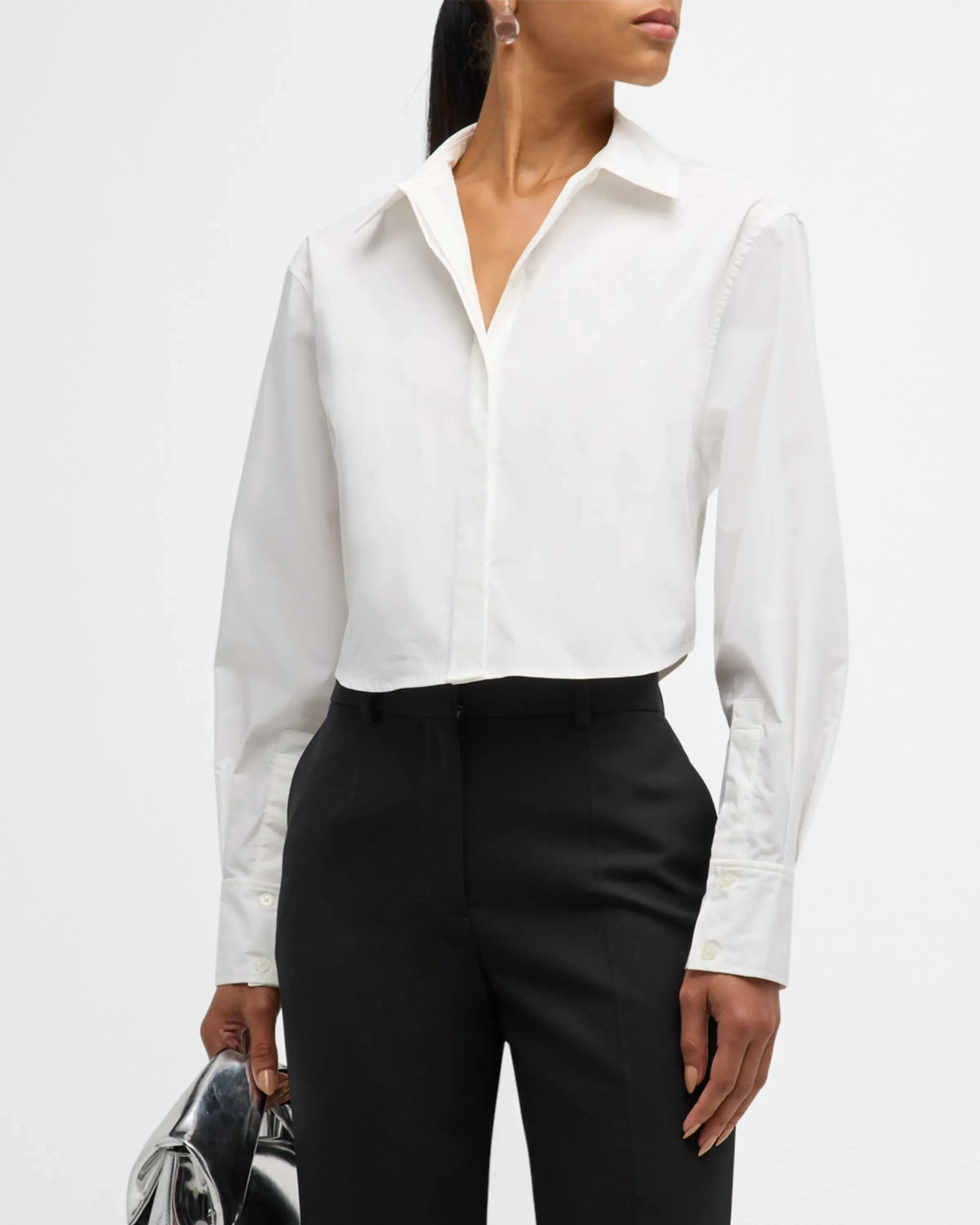 SIMKHAI RENATA CROPPED BUTTON DOWN SHIRT