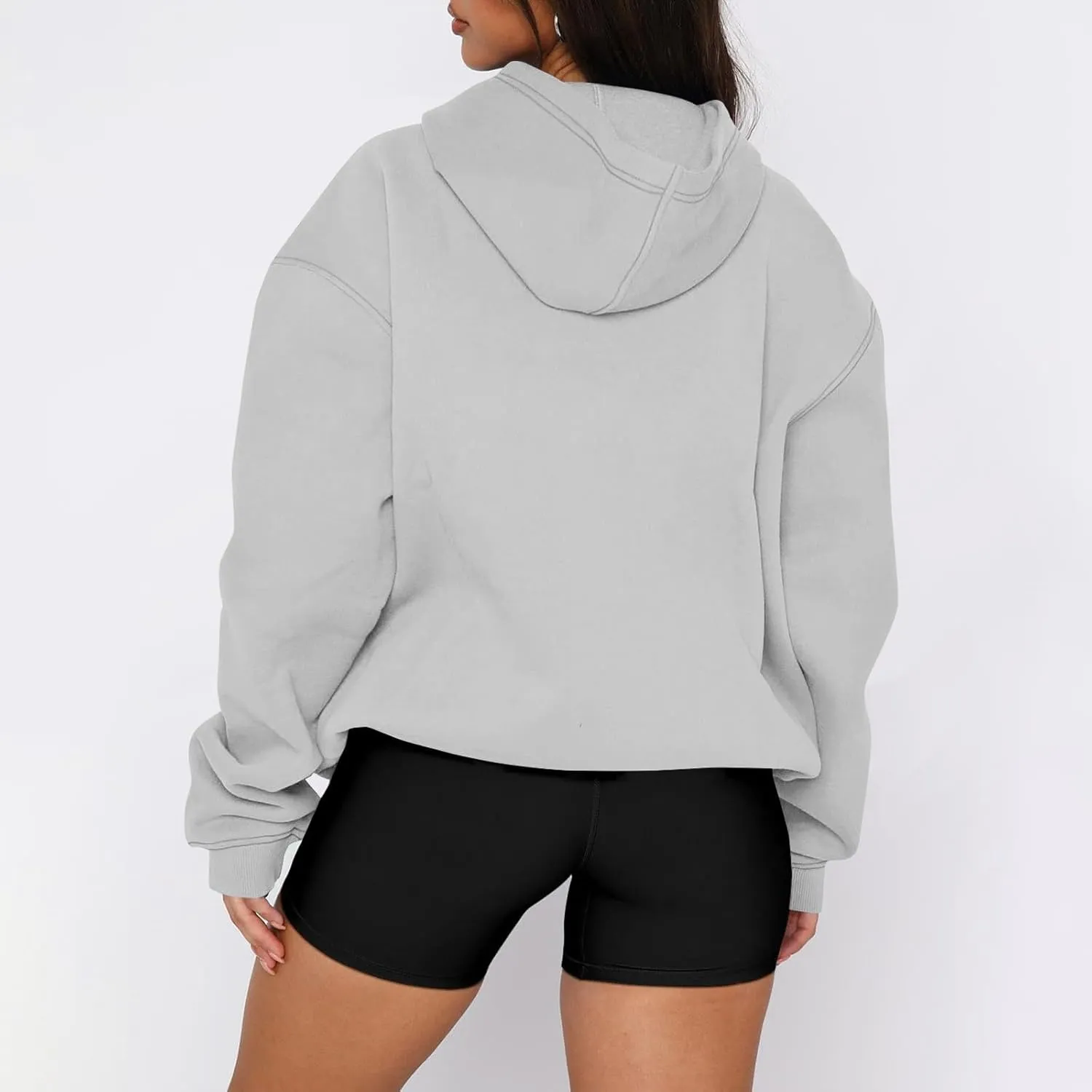 slqdgmryz Oversized Hoodies for Women Trendy Fleece Pullover Pockets Hooded Sweatshirts Preppy Plain Long Sleeve Y2k Hoodie
