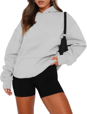 slqdgmryz Oversized Hoodies for Women Trendy Fleece Pullover Pockets Hooded Sweatshirts Preppy Plain Long Sleeve Y2k Hoodie