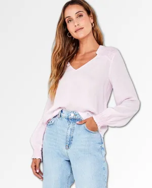 Smocked Yoke Blouse Pink