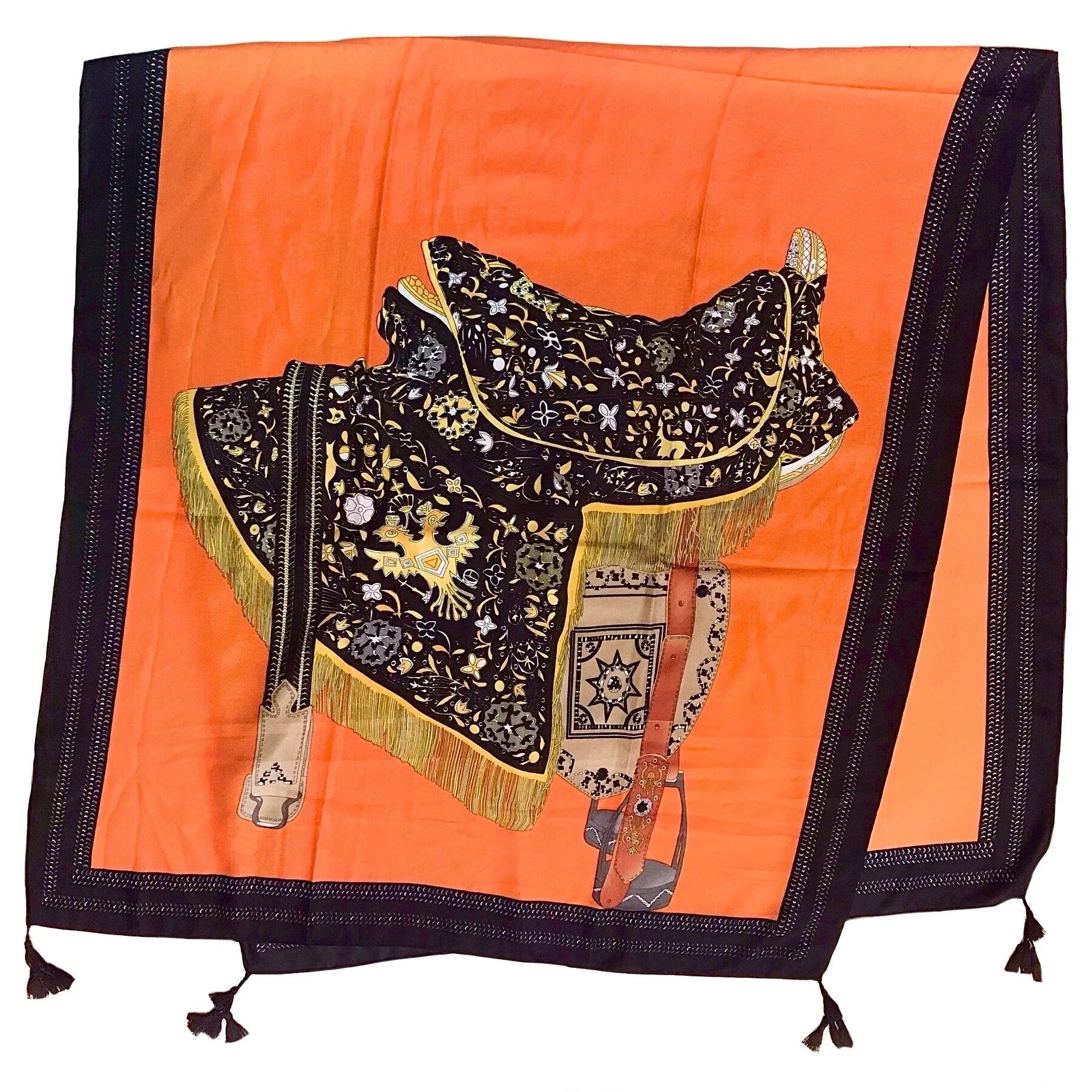 Spring Abstract Tassel Scarf