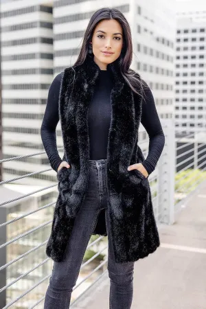 Stroller Vest -Black Mink Faux Fur