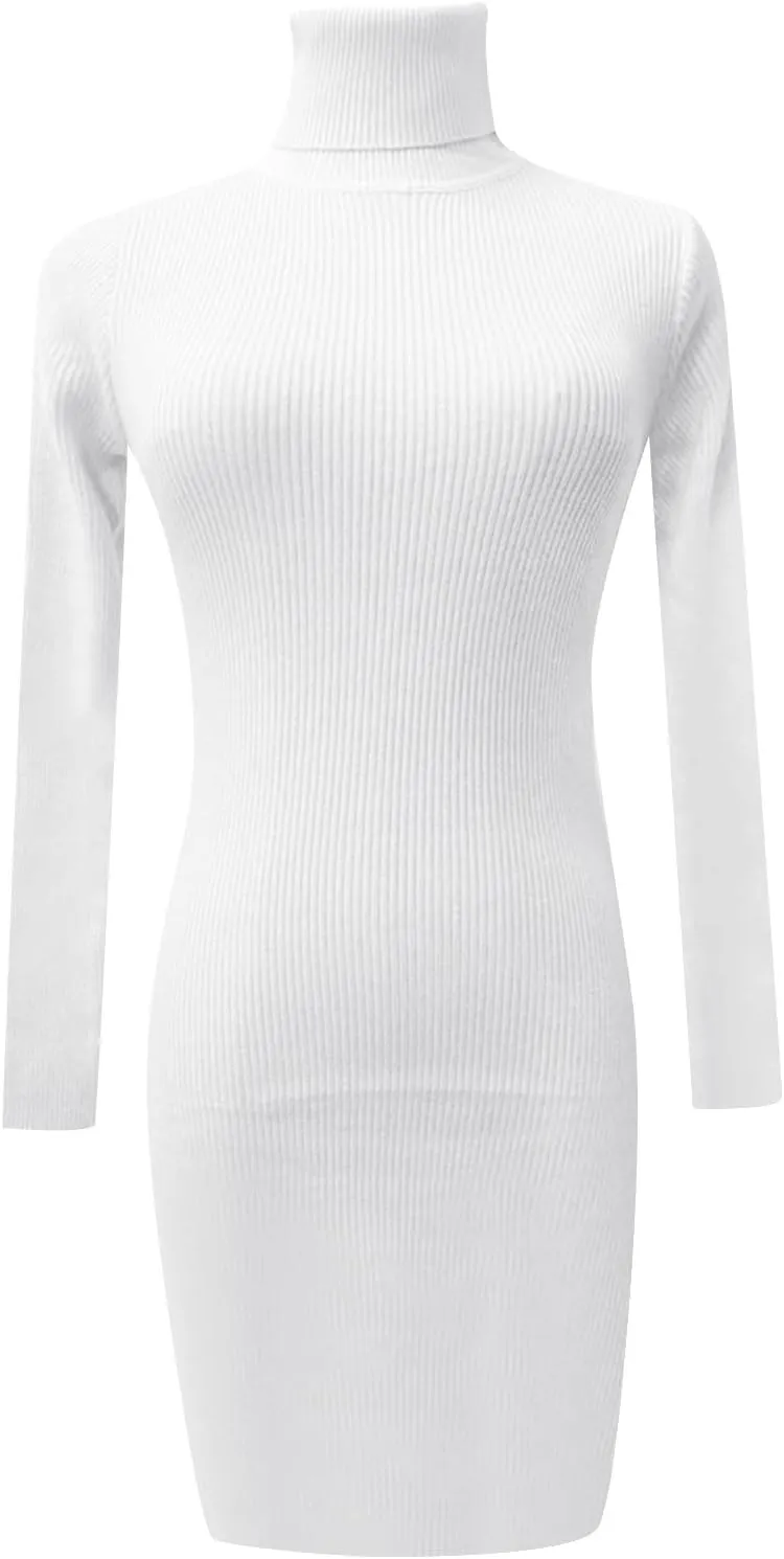 Sweater Dress for Women 2024 Trendy, Turtleneck Long Sleeve Ribbed Knit Bodycon Mini Dress Slim Fit Short Dress
