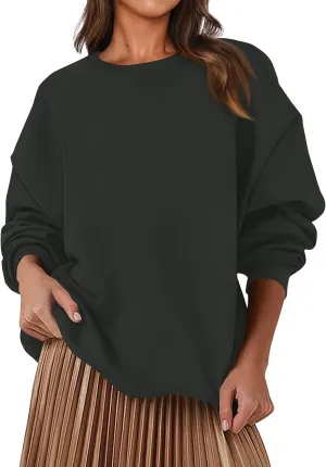 Sweatshirts For Women Oversized Crewneck Long Sleeve Hoodie Pullover Trendy Solid Fall Winter Clothes 2024