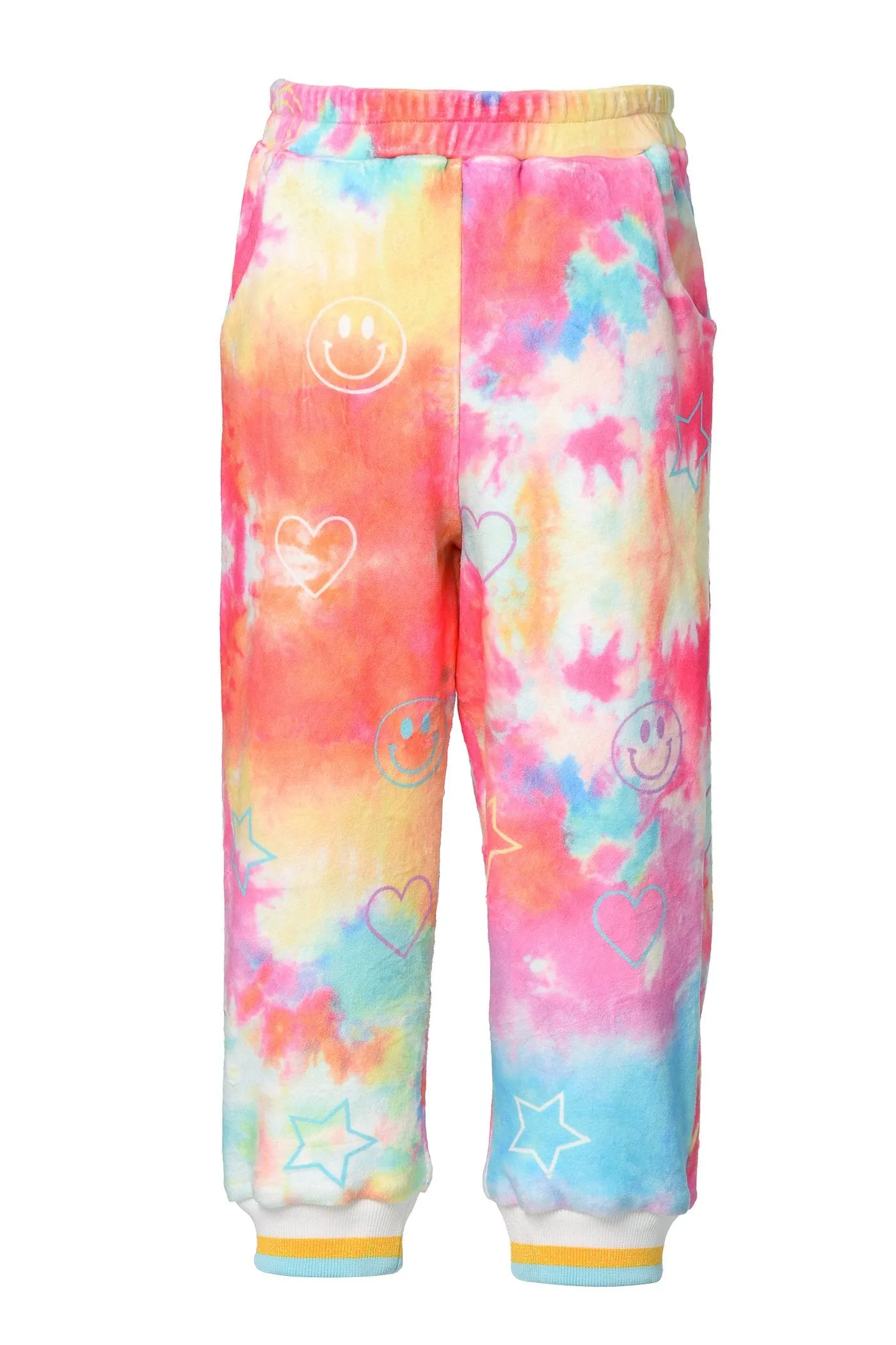 TIE-DYE HAPPY FACE JOGGERS (B19319)