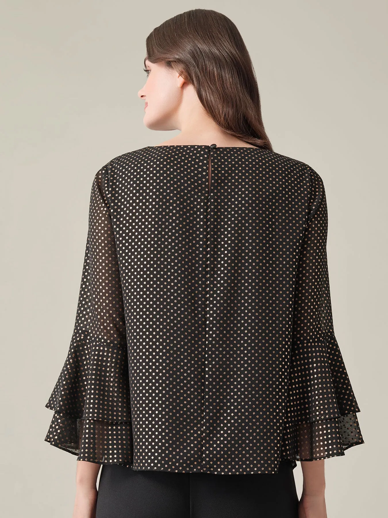 Tiered Bell Sleeve Blouse, Sparkle Detail
